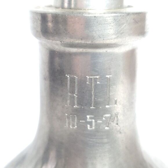 Vtg 70s Hammered Royal Holland Pewter Pinched Amber Glass Triangle Decanter - Picture 6 of 11